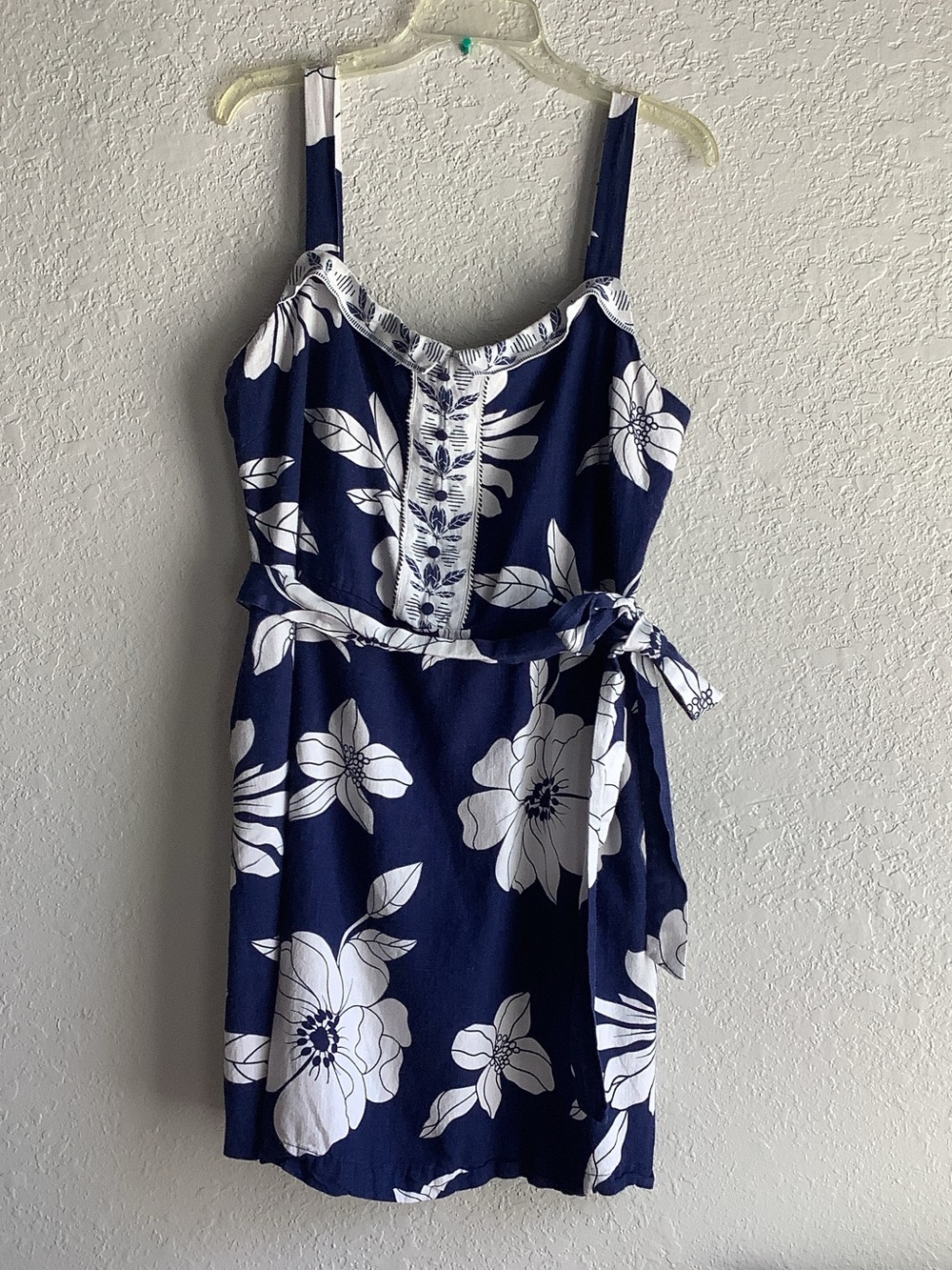 Draper James Navy and White Floral Sundress with Tie Waist